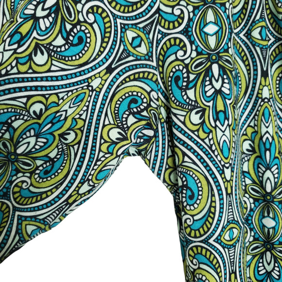 Prana Nadia Veeda Dress M Blue Green Printed Faux Wrap V-Neck Athleisure - Picture 6 of 9